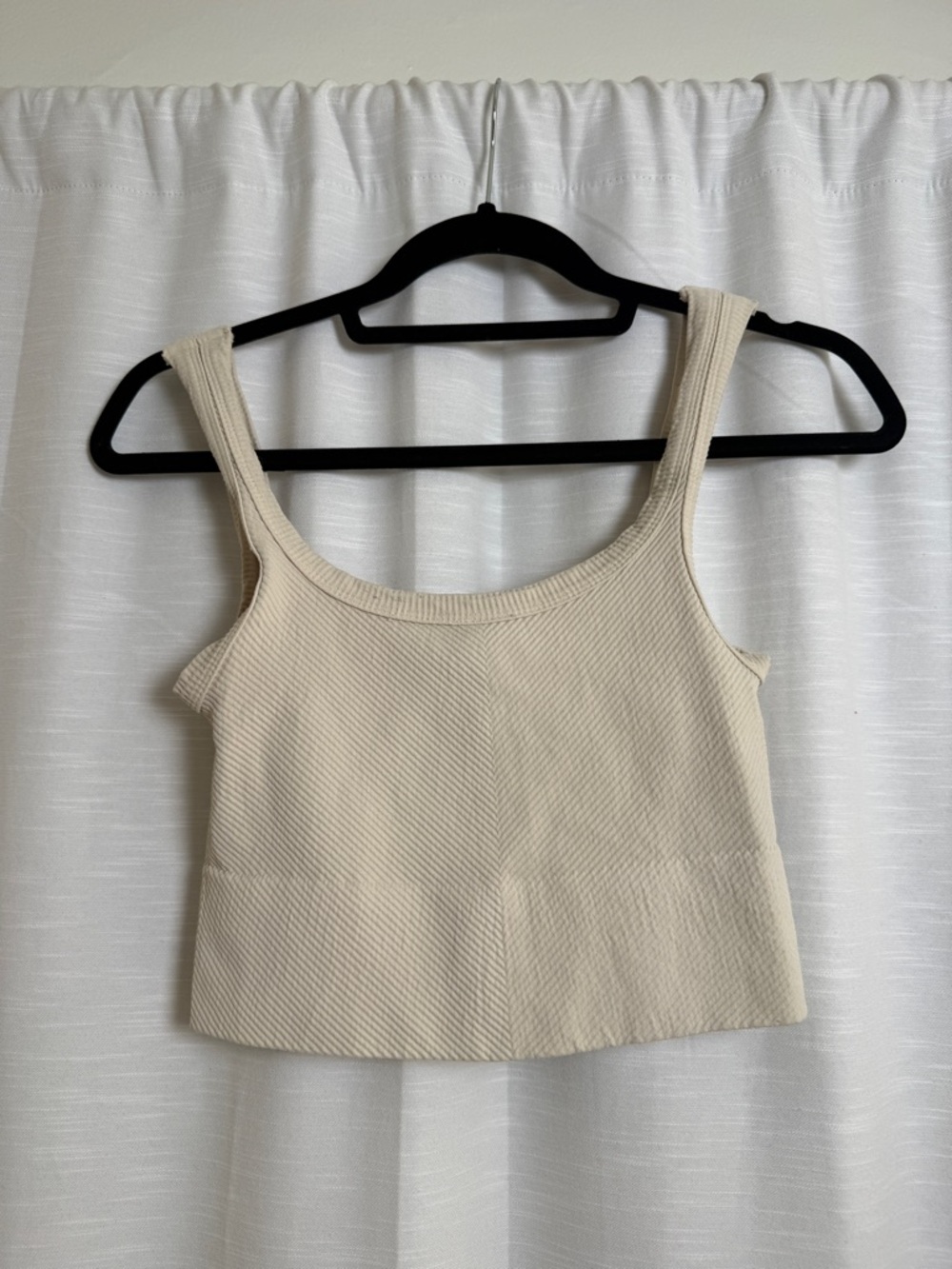 Nikibiki Cream Textured Crop Tank Ribbed Seamless Neutral Basic | Size O/S - Picture 7 of 9